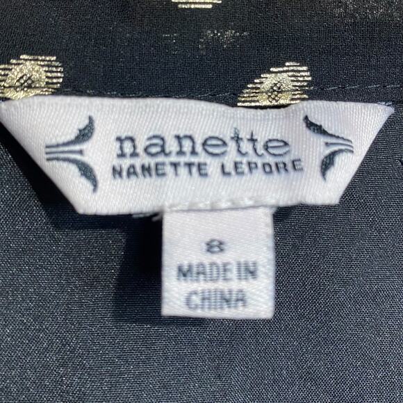 NWT Nanette Lepore black long sleeve dress with gold dots - Size 8 - Picture 9 of 13